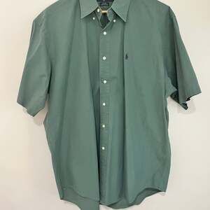 Polo Ralph Lauren Short Sleeve Oxford Shirt Green, men’s size L (flaw)